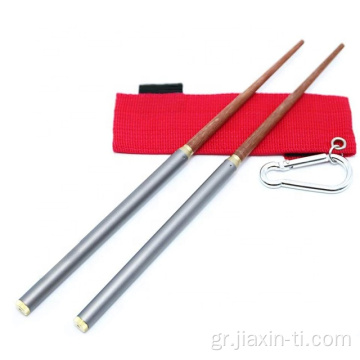 Ξύλινα πτυσσόμενα chopsticks Υπαίθρια μαχαιροπίρουνα από τιτάνιο για κάμπινγκ